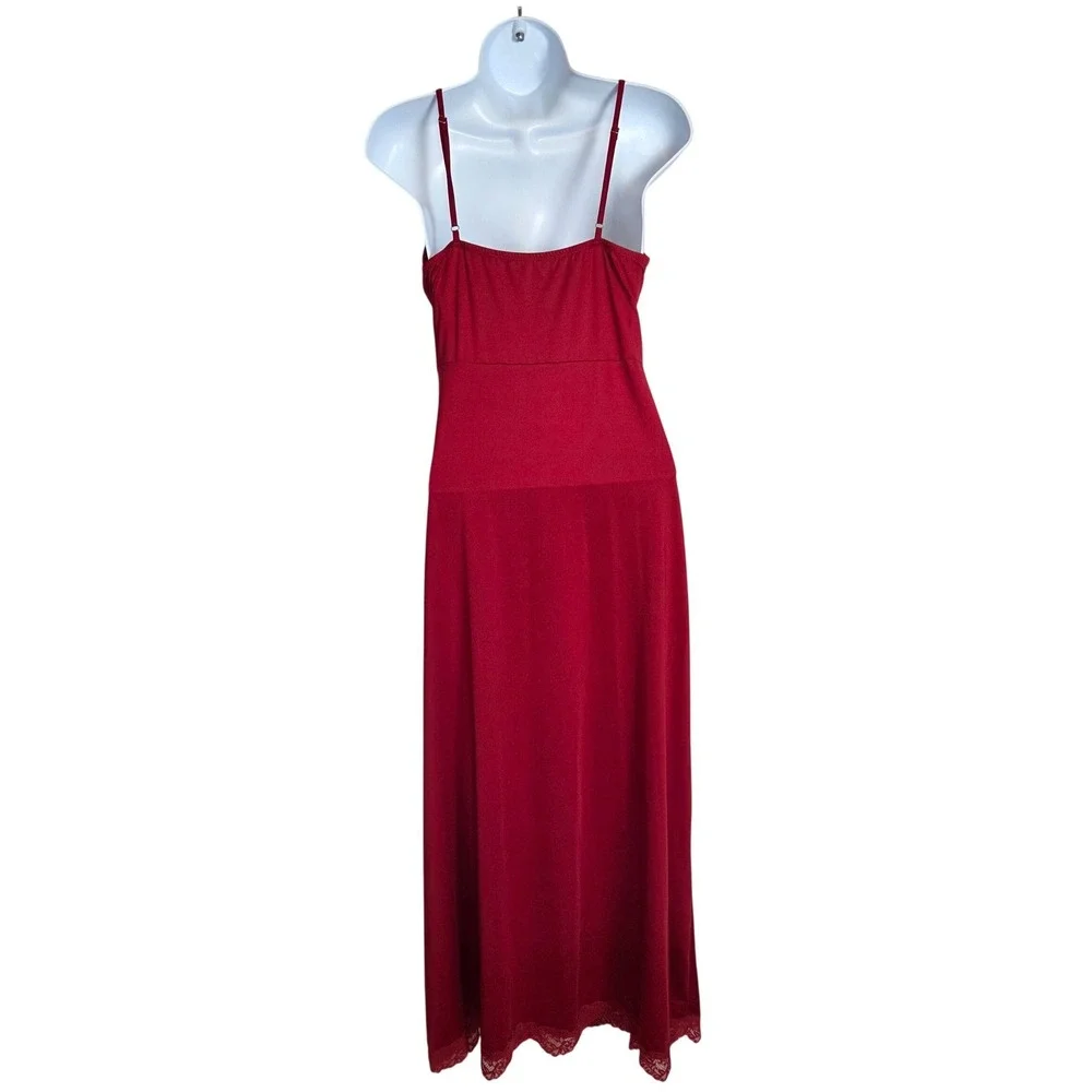 NWOT Cider Wine Red Lace Cut Out Maxi Slip Dress V-Neck Adjustable Straps - Picture 12 of 12